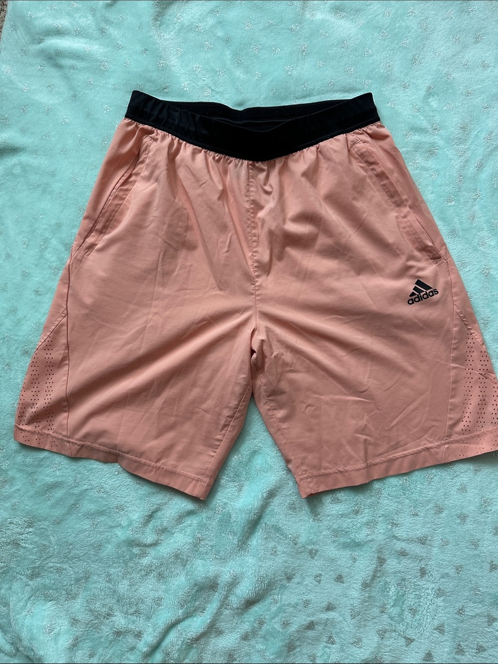 adidas Men’s Salmon Athletic Shorts with Black Waistband